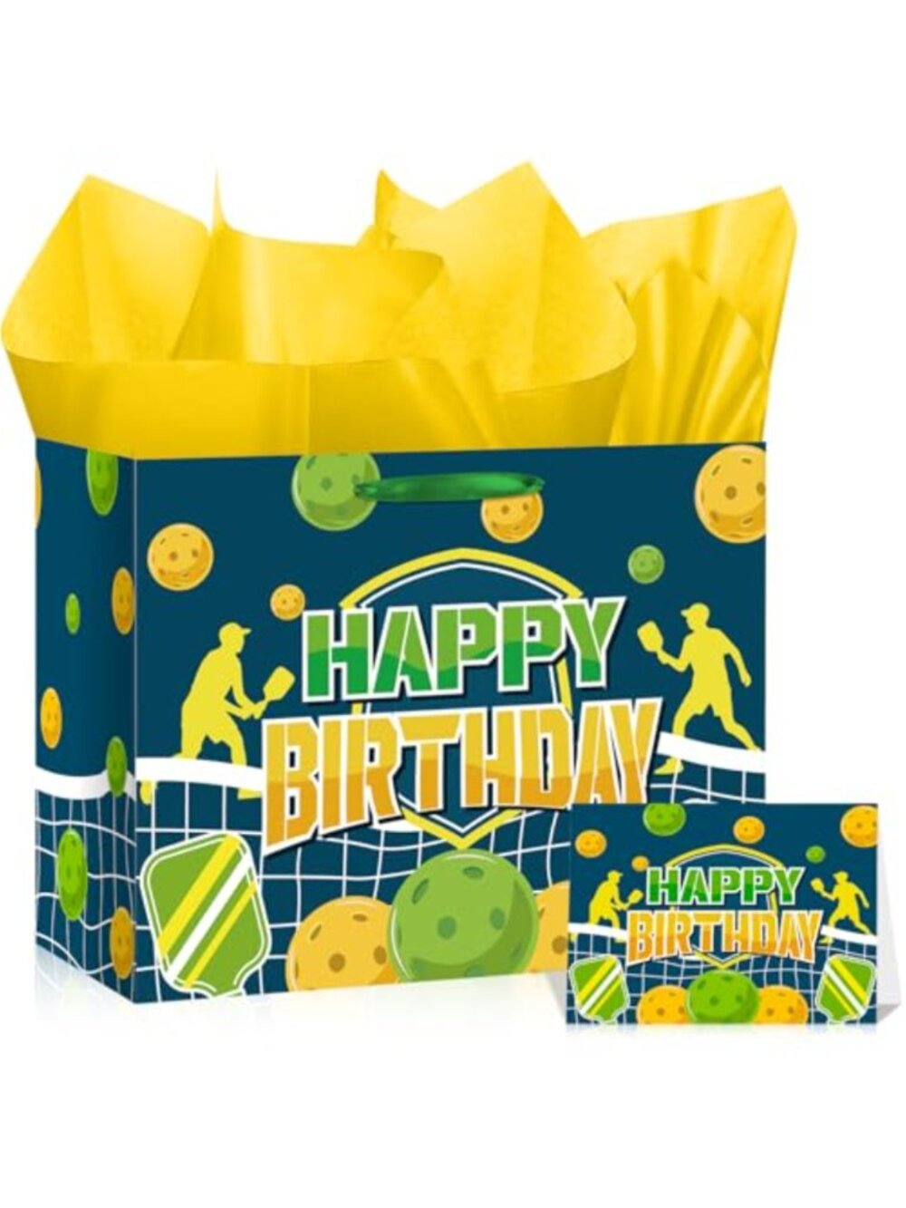 Pickleball Gift Bag Birthday Goodie Bag with Card & Tissue Paper Party Favor